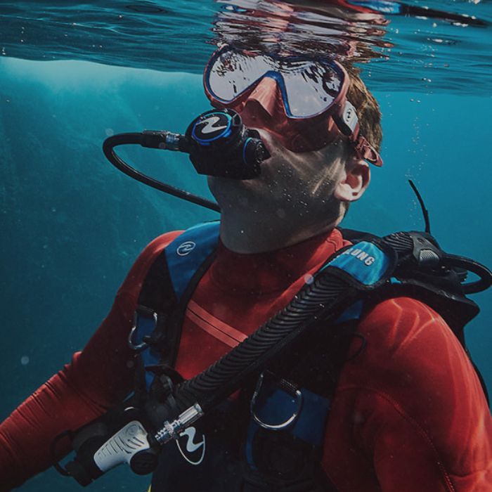 Diver underwater with Aqualung dive gear