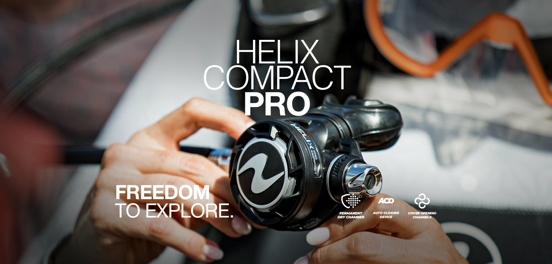 Banner: Close-up of Helix Compact Pro regulator being held